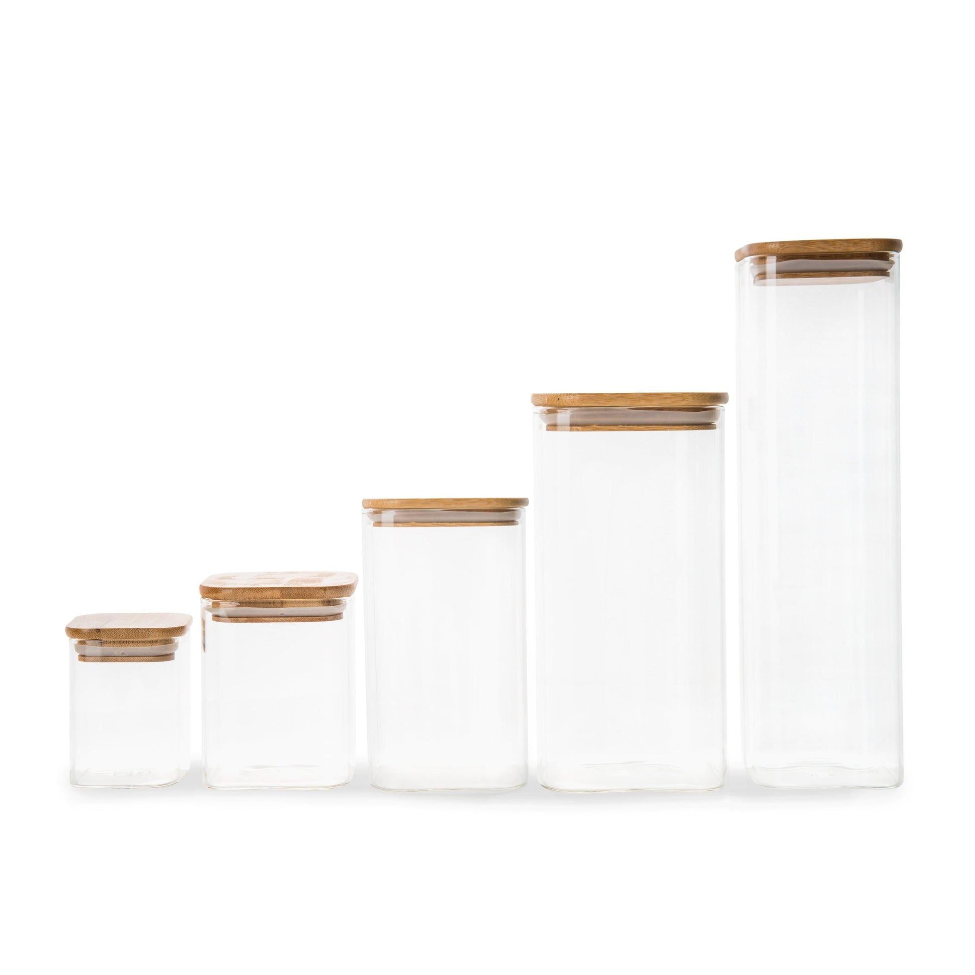Square Glass and Bamboo Tall Jar - Little Label Co - Food Storage Containers - 20%, Food Storage Containers