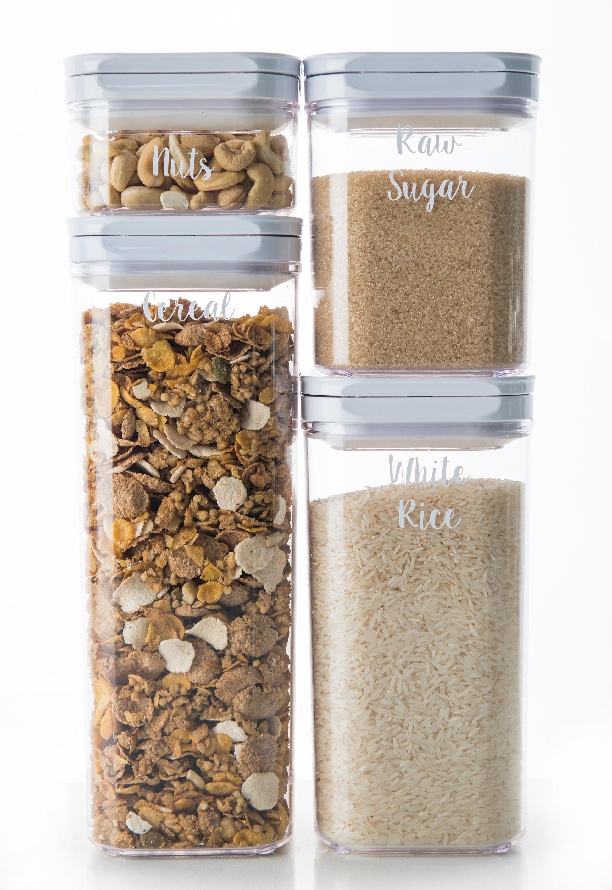White Flip Canister  - Little Label Co - Food Storage Containers - Air tight containers - Pantry storage - Pantry organisation. Pantry Organization. 