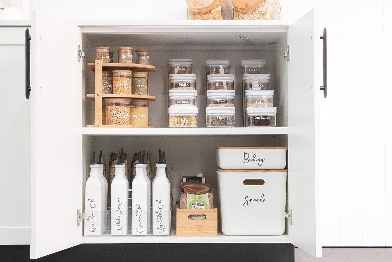 White Flip Canister  - Little Label Co - Food Storage Containers - Air tight containers - Pantry storage - Pantry organisation. Pantry Organization. 